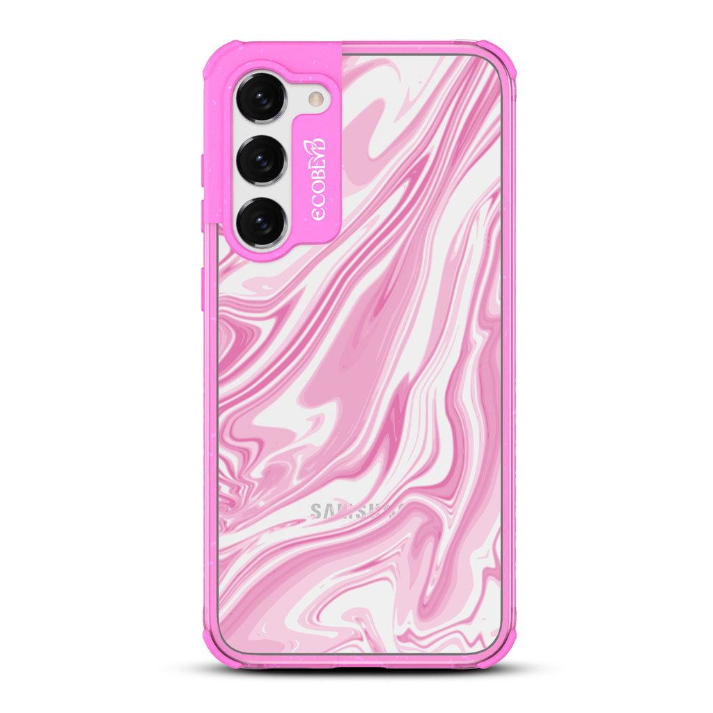 Simply Marbleous - Pink Eco-Friendly Galaxy S23 Plus Case With Marble Swirls On A Clear Back