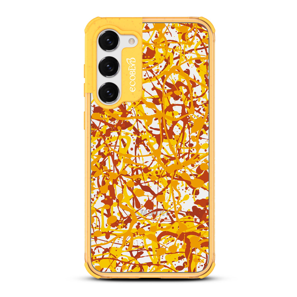 Visionary - Yellow Eco-Friendly Galaxy S23 Plus Case With An Abstract Pollock-Style Painting On A Clear Back