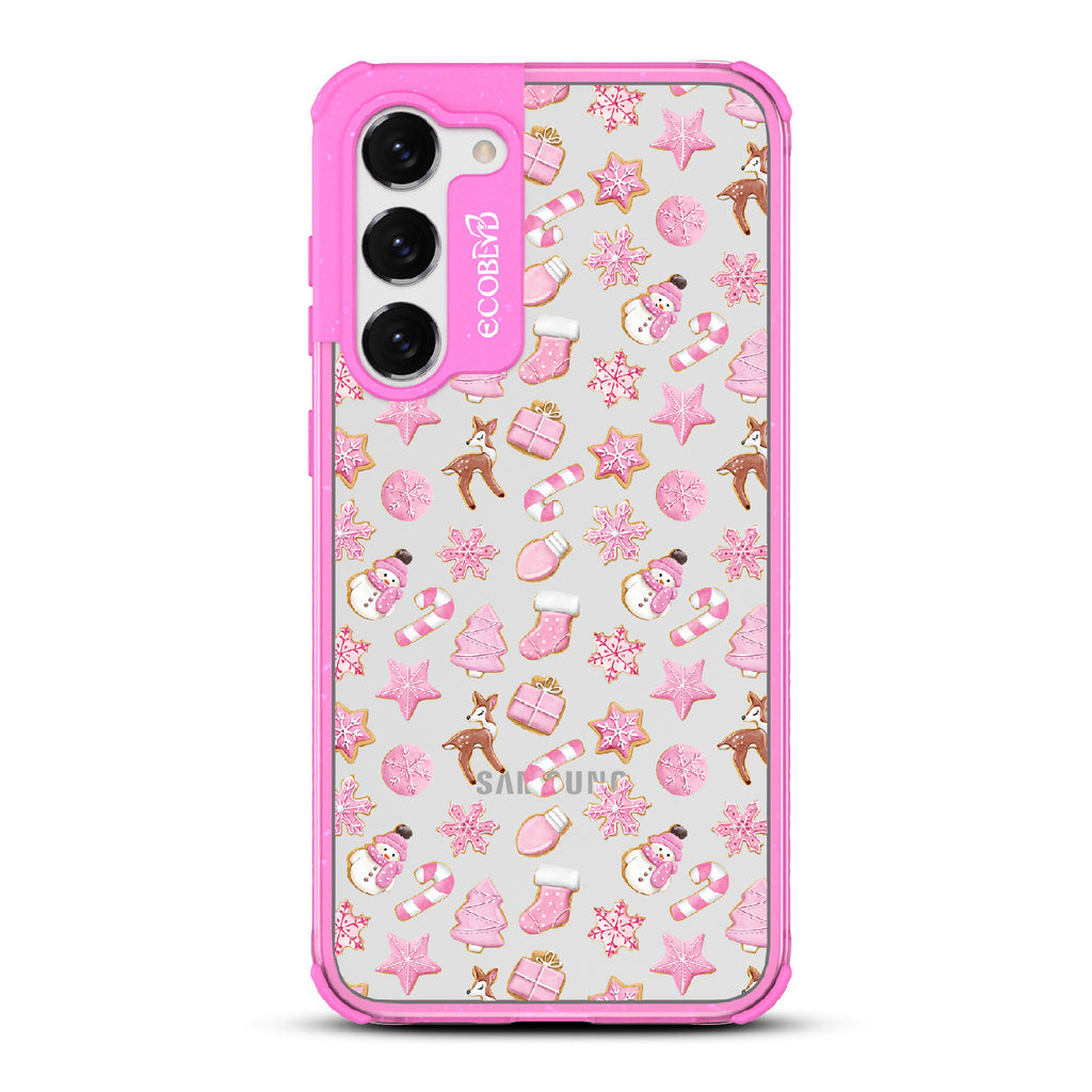 A Sweet Treat - Pink Holiday Cookies - Eco-Friendly Clear Samsung Galaxy S23 Plus Case With Pink Rim