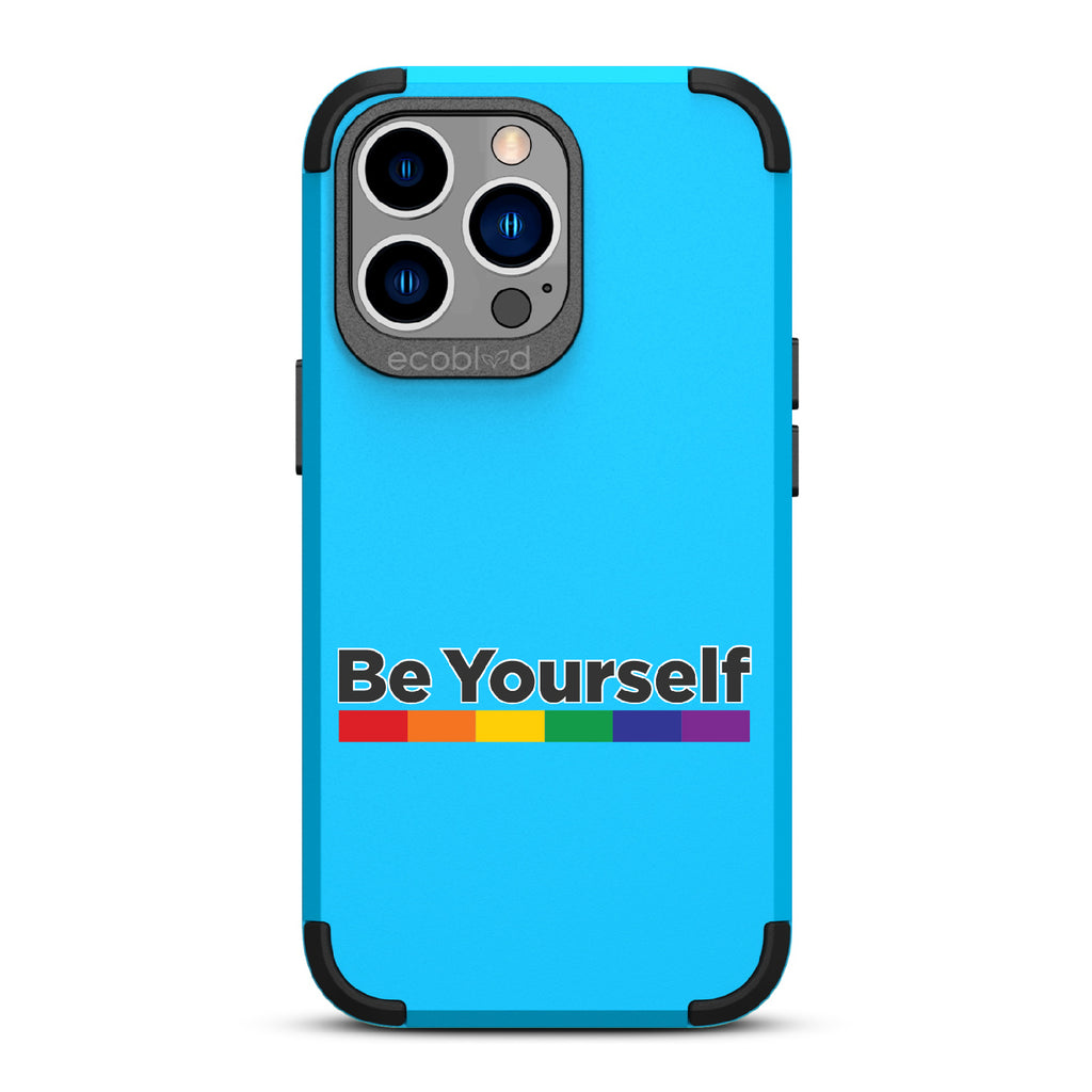 Be Yourself - Be Yourself + Rainbow Gradient Line - Blue Eco-Friendly Rugged iPhone 12/13 Pro Max Case