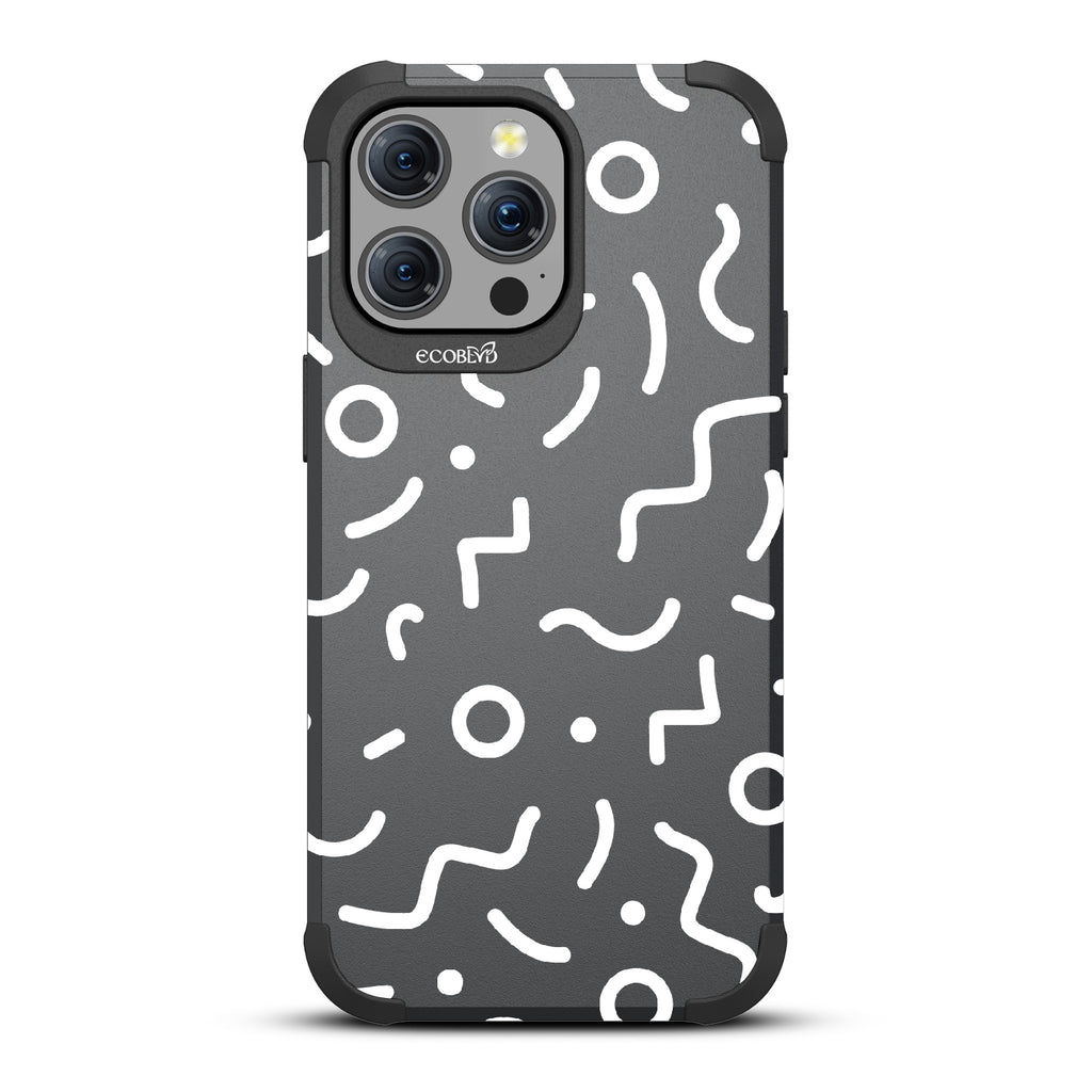 90?€?s Kids - Retro 90's Lines & Squiggles - Eco-Friendly Rugged Black iPhone 15 Pro Max MagSafe Case 