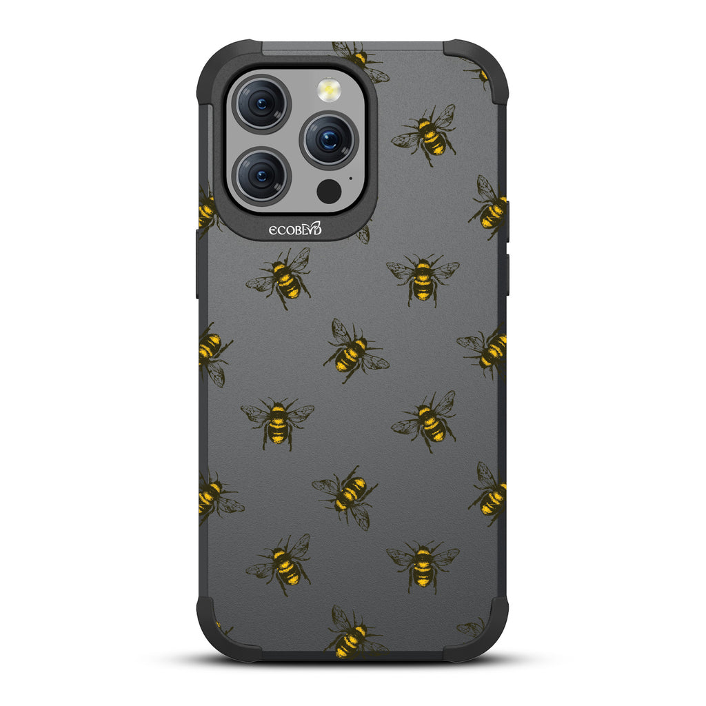 Bees - Honey Bees - Black Eco-Friendly Rugged iPhone 15 Pro Max MagSafe Case 