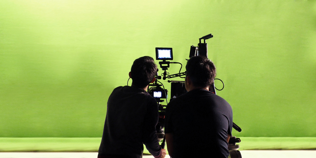 Film Production & Cameramen Filming Green Screen