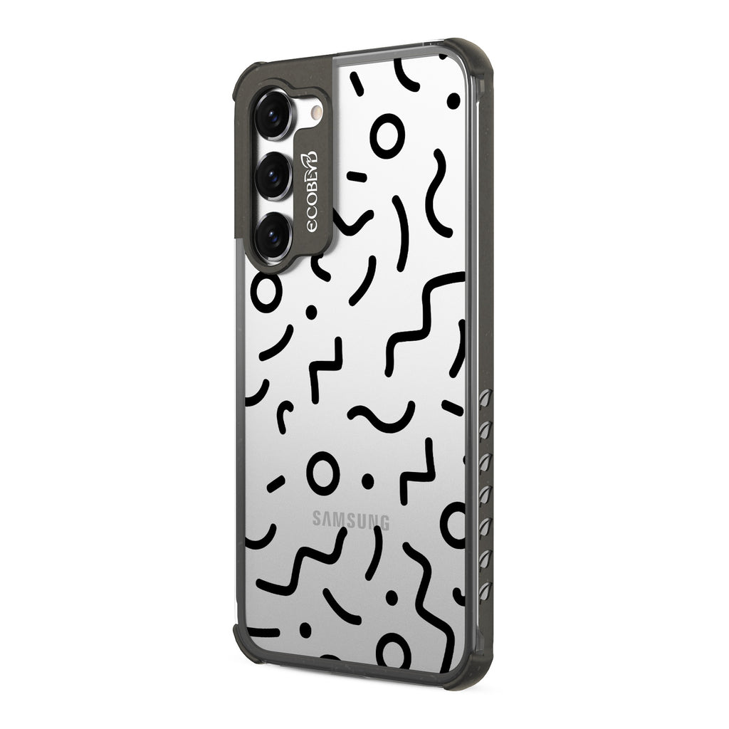 90's Kids - Right View Of Black & Clear Eco-Friendly Galaxy S23 Case 