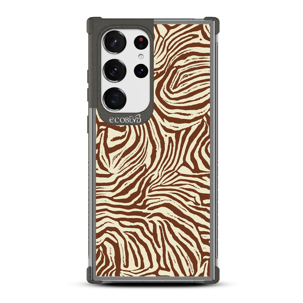 Wear Your Stripes - Black Eco-Friendly Galaxy S23 Ultra Case With Brown Zebra Print On A Clear Back