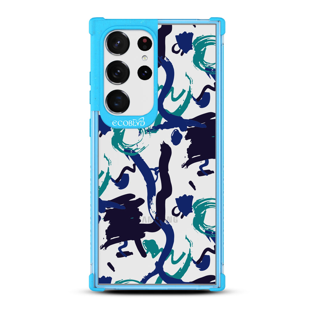 Out Of The Blue - Blue Eco-Friendly Galaxy S23 Ultra Case With A Abstract Expressionist Paint Splatter On A Clear Back
