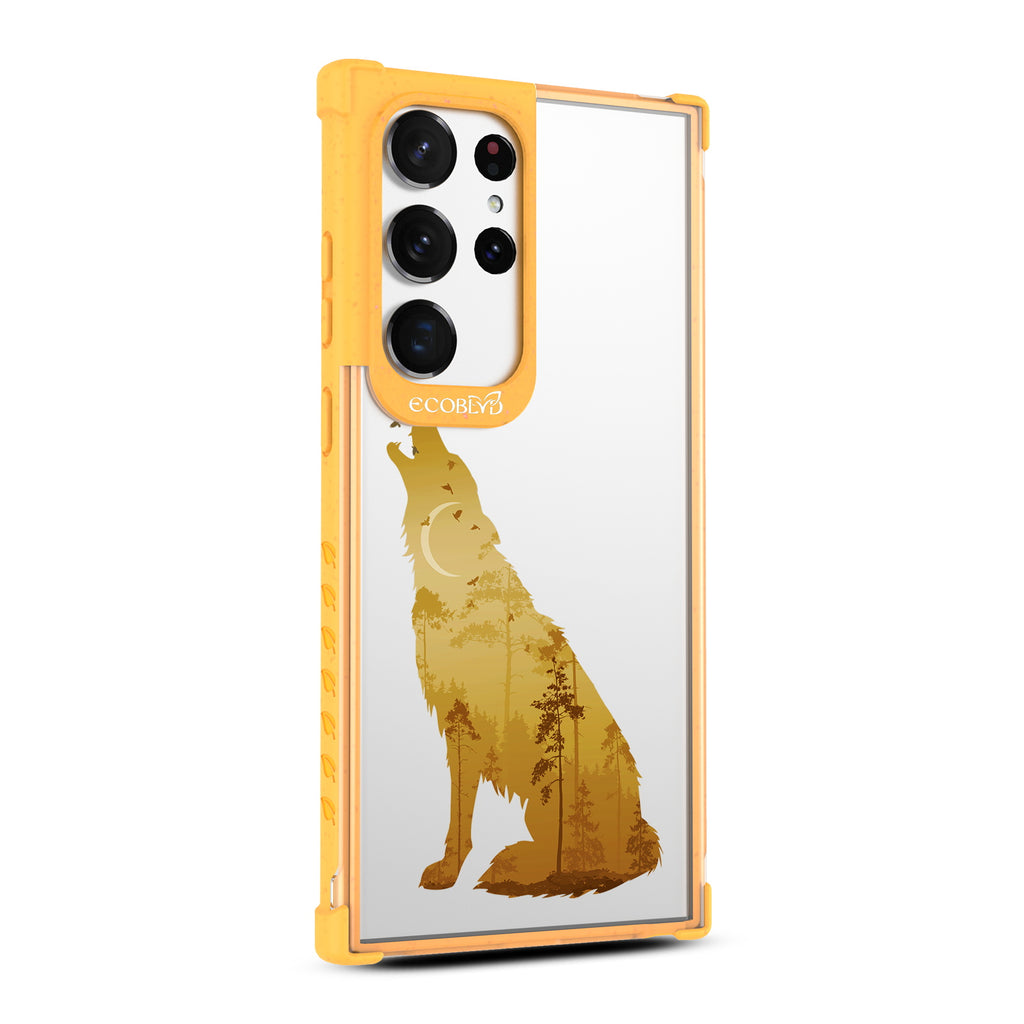 Howl at the Moon - Left-side View Of Yellow & Clear Eco-Friendly Galaxy S23 Ultra Case