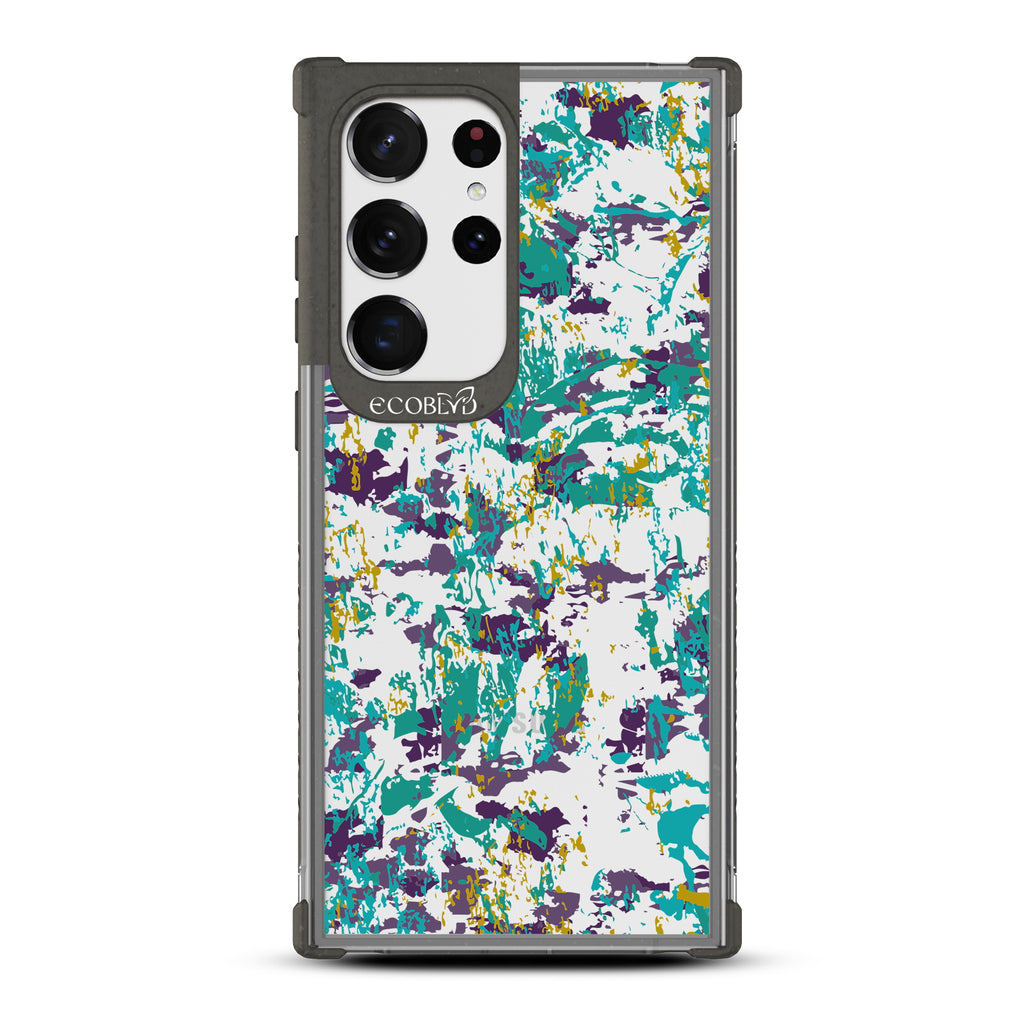 Paint The Town - Black Eco-Friendly Galaxy S23 Ultra Case With Abstract Expressionist Paint Splatter On A Clear Back