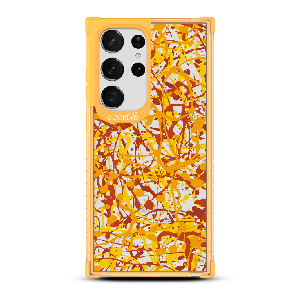 Visionary - Yellow Eco-Friendly Galaxy S23 Ultra Case With An Abstract Pollock-Style Painting On A Clear Back