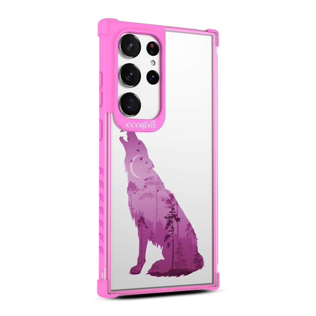 Howl at the Moon - Left-side View Of Pink & Clear Eco-Friendly Galaxy S23 Ultra Case