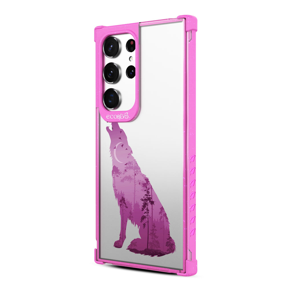 Howl at the Moon- Right-side View Of Pink & Clear Eco-Friendly Galaxy S23 Ultra Case