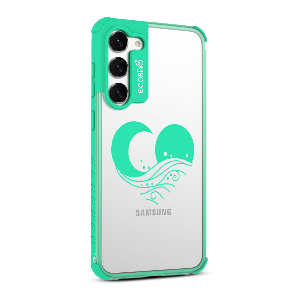 Eternal Wave - Left-side View Of Green & Clear Eco-Friendly Galaxy S23 Case