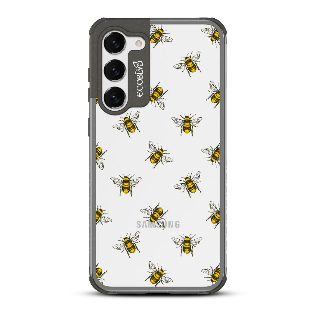 Bees - Black Eco-Friendly Galaxy S23 Plus Case with Honey Bees On A Clear Back