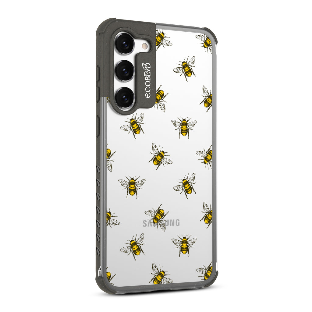 Bees - Left-side View Of Black & Clear Eco-Friendly Galaxy S23 Case