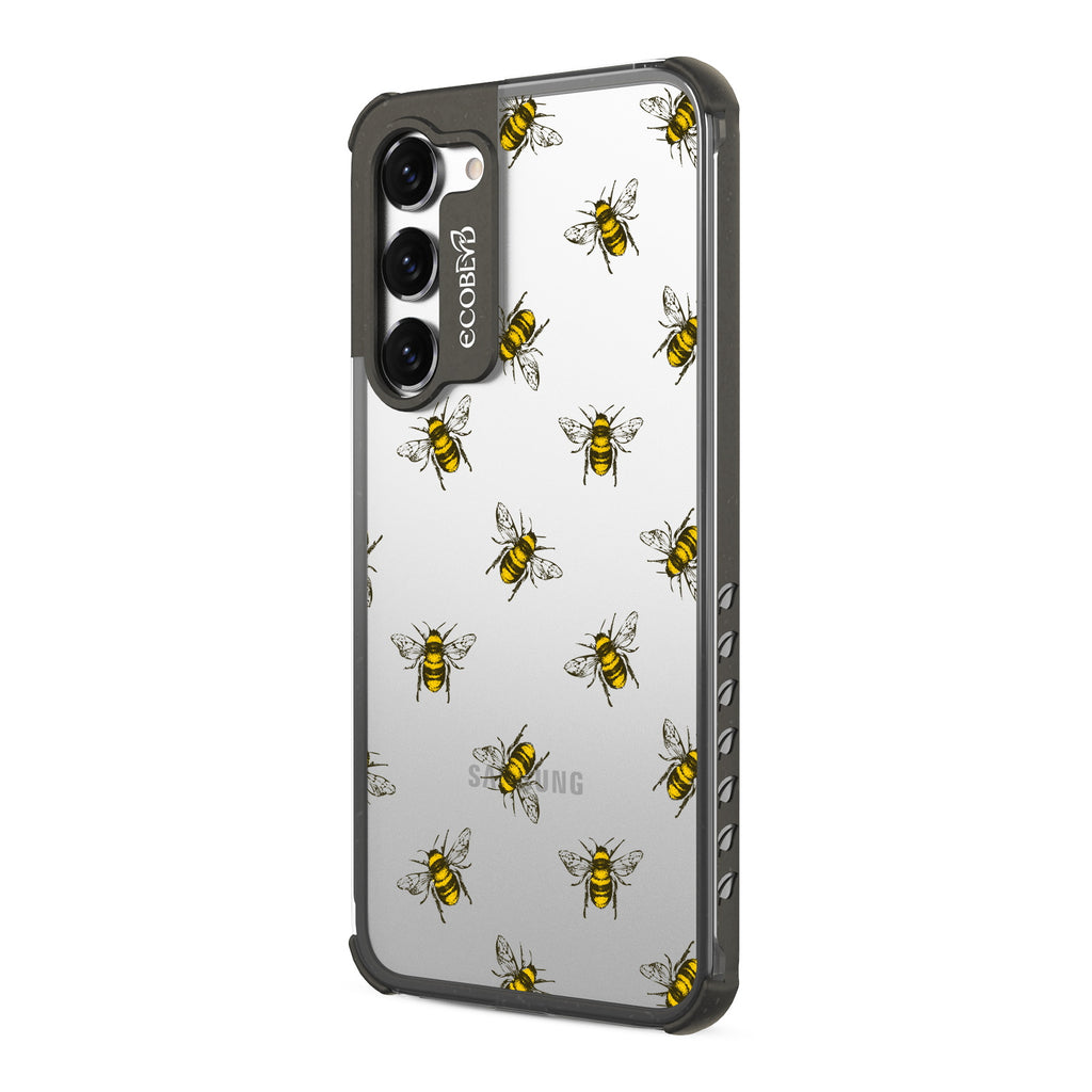 Bees - Right-side View Of Black & Clear Eco-Friendly Galaxy S23 Case