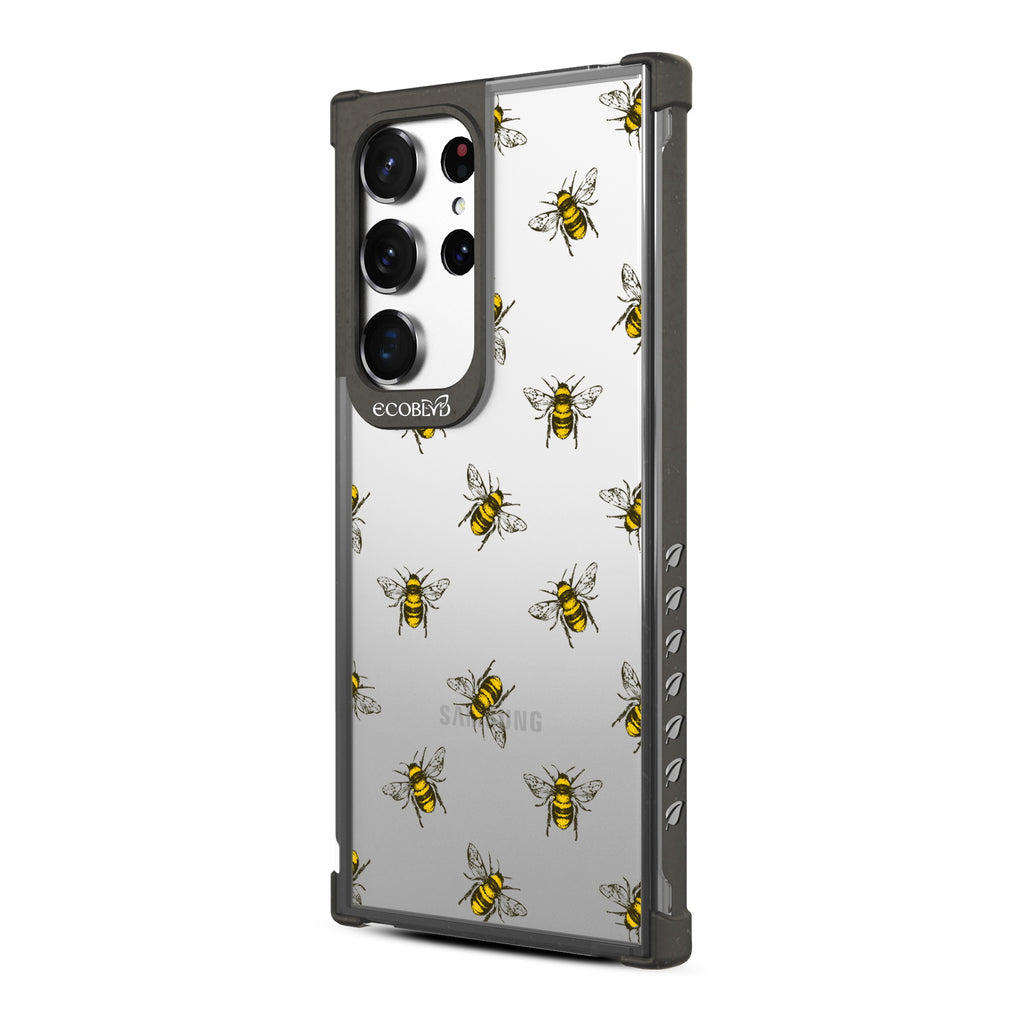 Bees - Right-side View Of Black & Clear Eco-Friendly Galaxy S23 Ultra Case