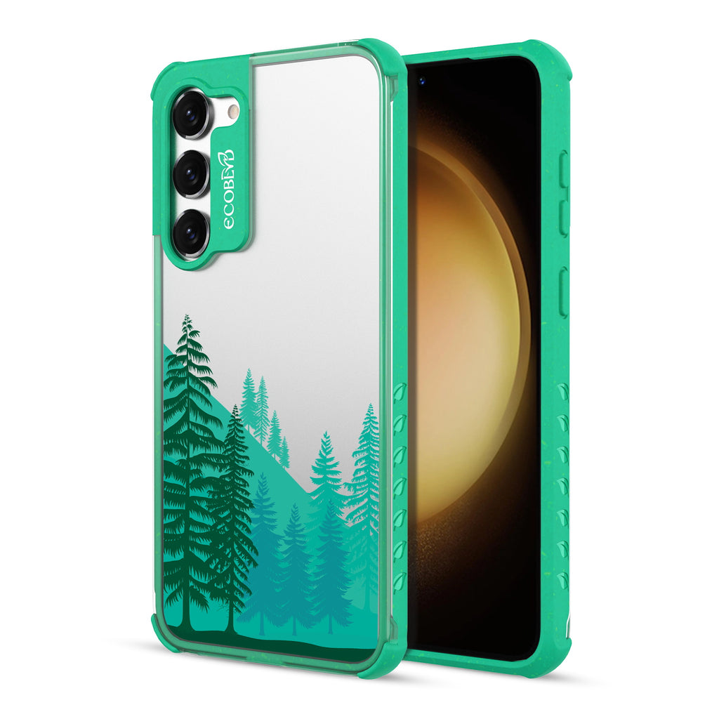 Forest - Back View Of Green & Clear Eco-Friendly Galaxy S23 Case & A Front View Of The Screen