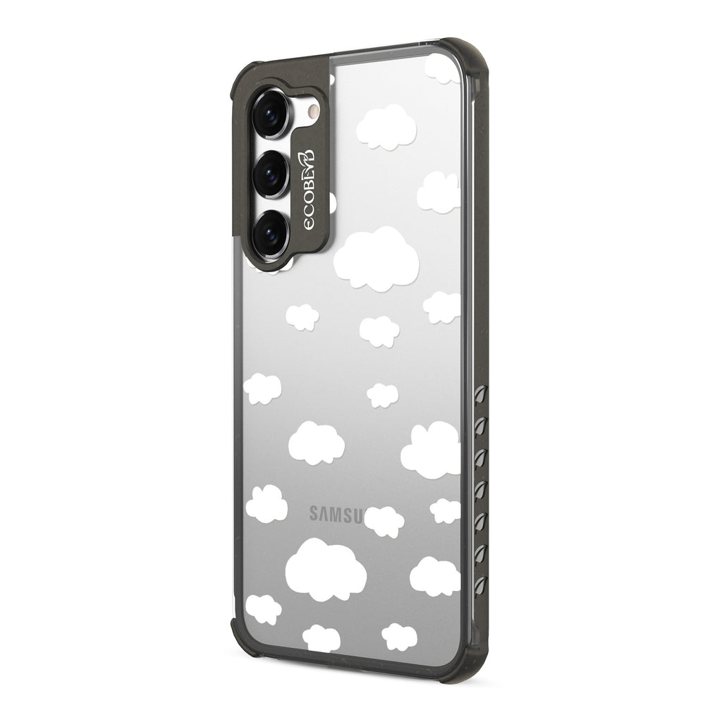 Clouds - Right-side View Of Black & Clear Eco-Friendly Galaxy S23 Case