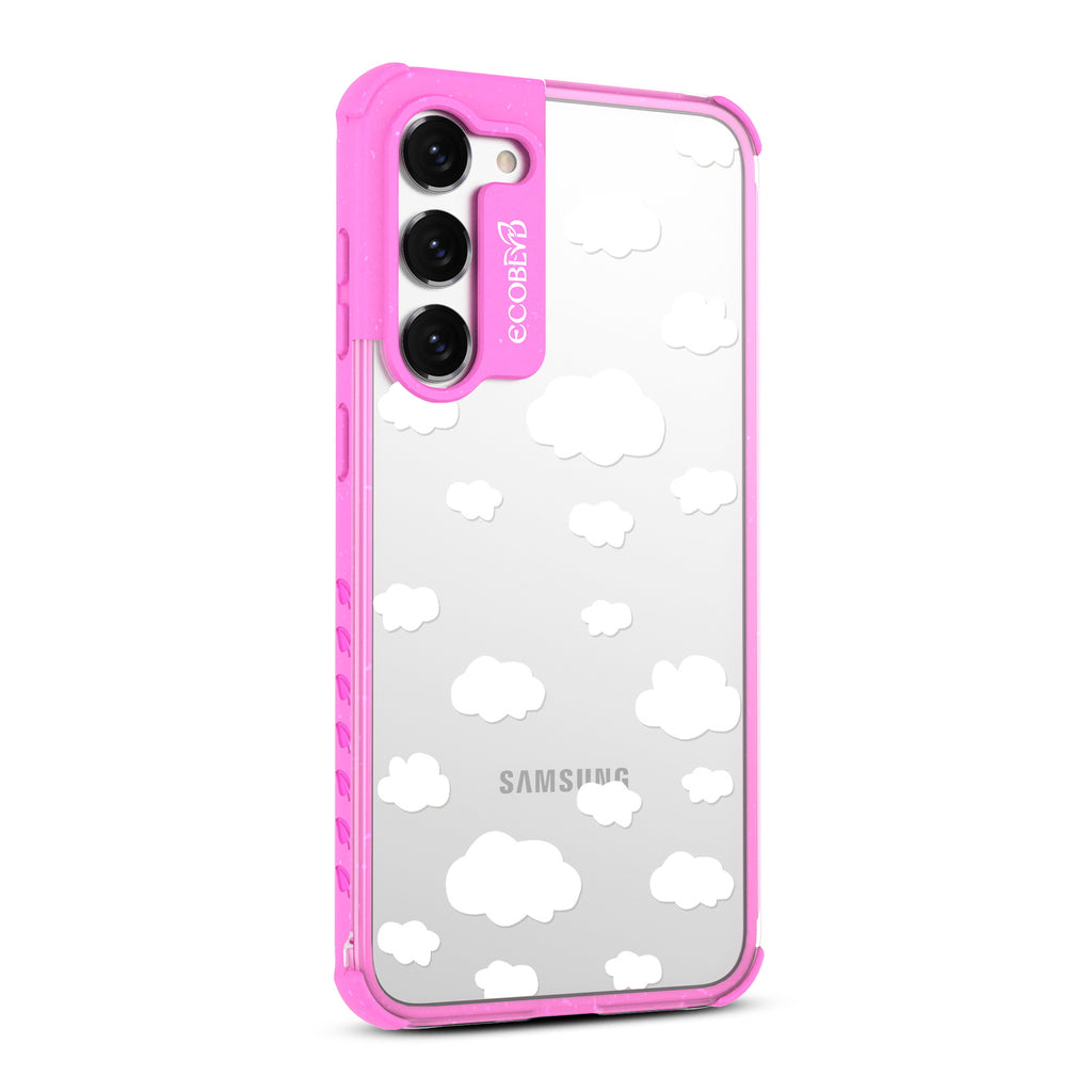 Clouds - Left-side View Of Pink & Clear Eco-Friendly Galaxy S23 Case