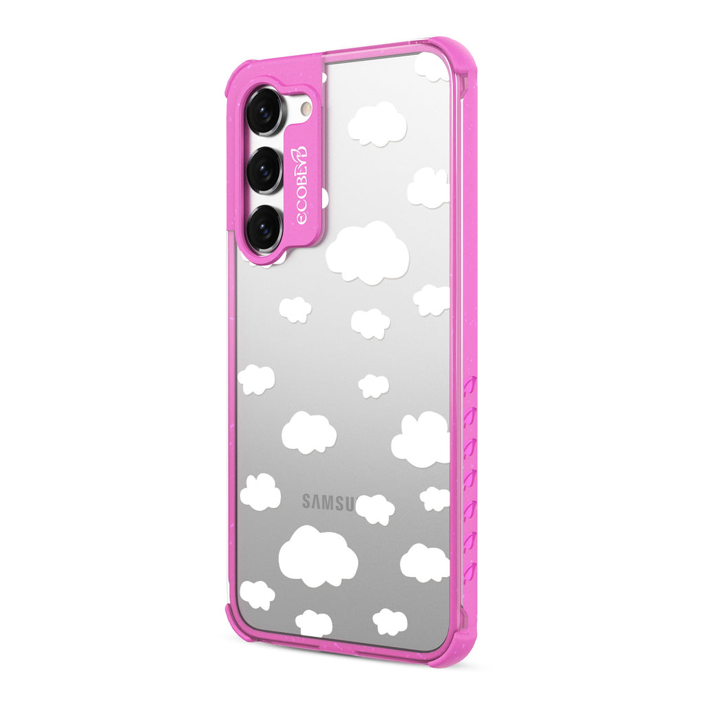 Clouds - Right-side View Of Pink & Clear Eco-Friendly Galaxy S23 Case