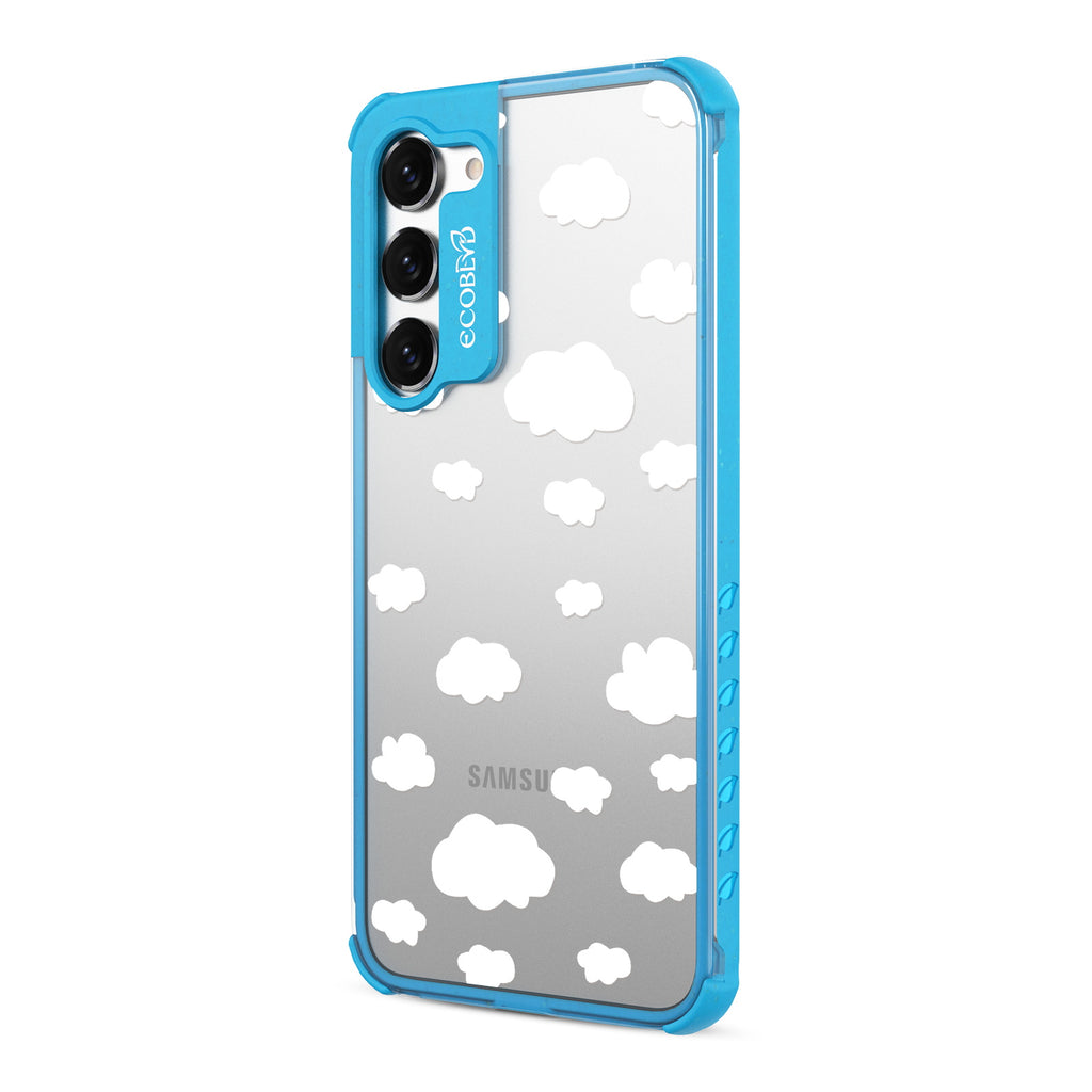 Clouds - Right-side View Of Blue & Clear Eco-Friendly Galaxy S23 Case