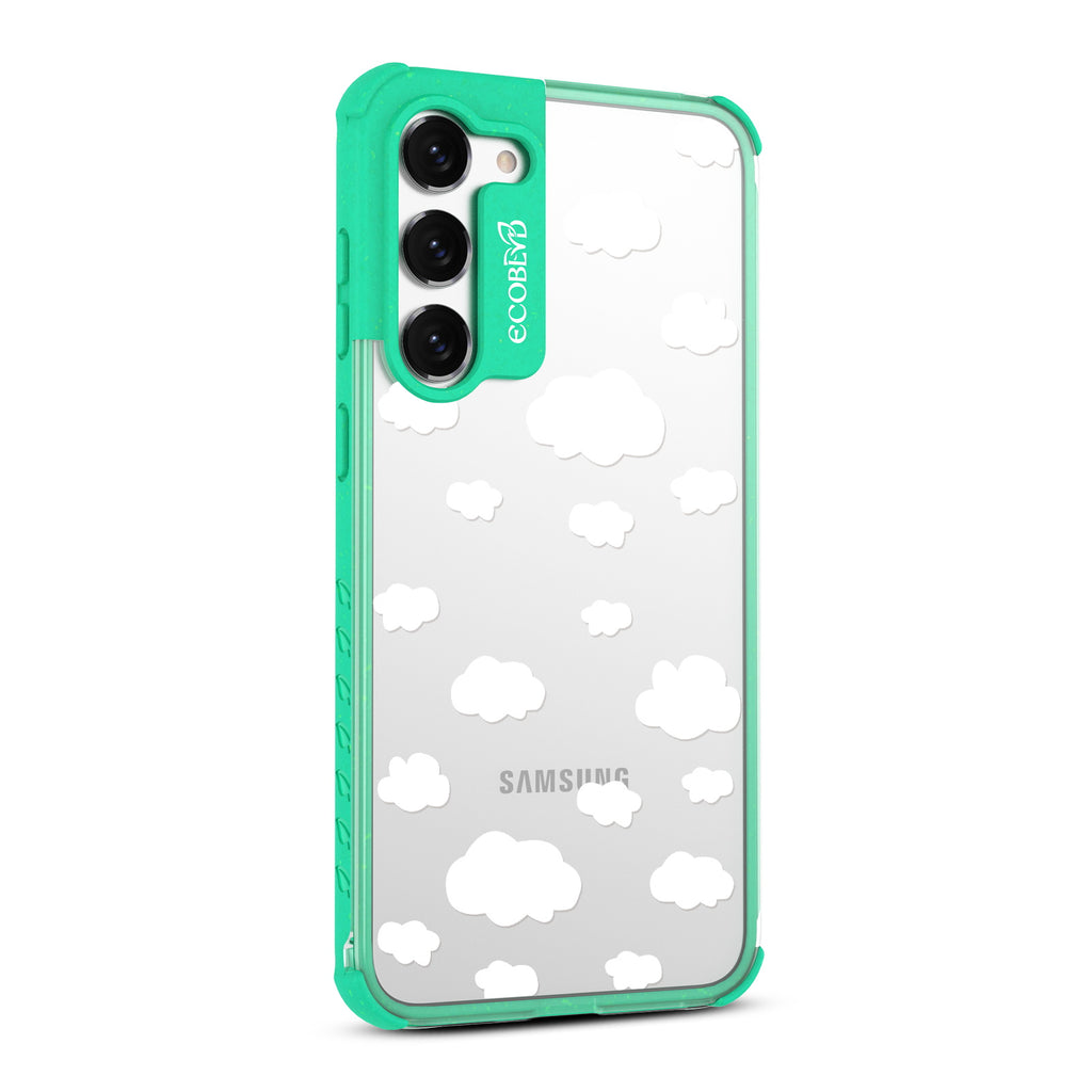 Clouds - Left-side View Of Green & Clear Eco-Friendly Galaxy S23 Case