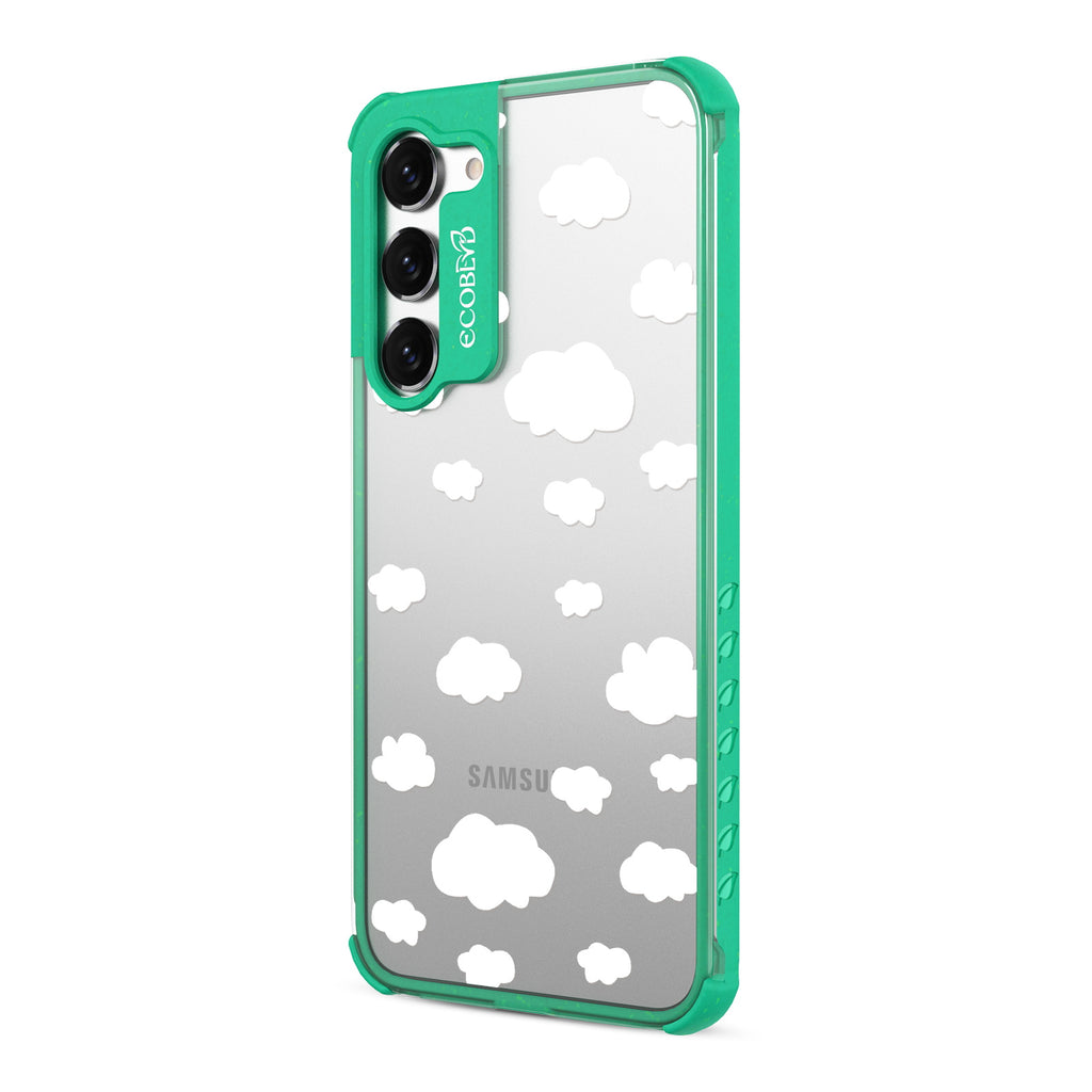 Clouds - Right-side View Of Green & Clear Eco-Friendly Galaxy S23 Case