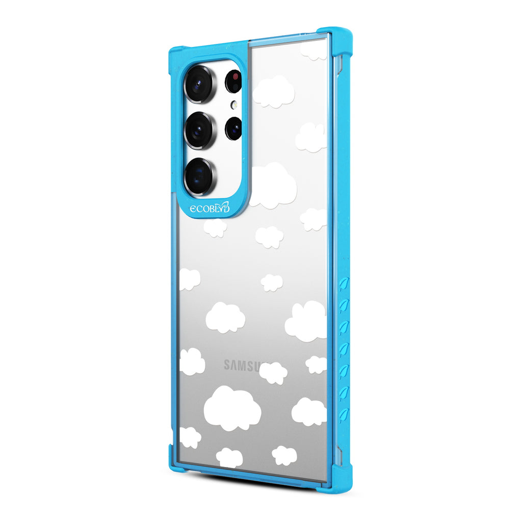 Clouds - Right-side View Of Blue & Clear Eco-Friendly Galaxy S23 Ultra Case
