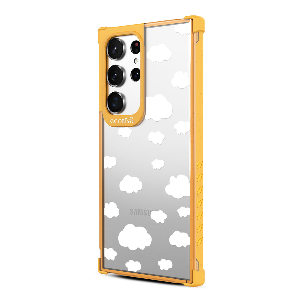 Clouds - Right-side View Of Yellow & Clear Eco-Friendly Galaxy S23 Ultra Case