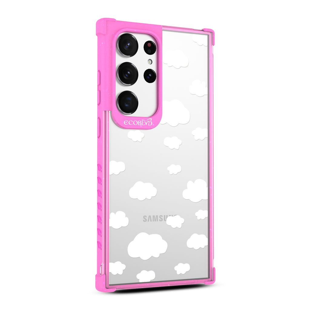 Clouds - Left-side View Of Pink & Clear Eco-Friendly Galaxy S23 Ultra Case