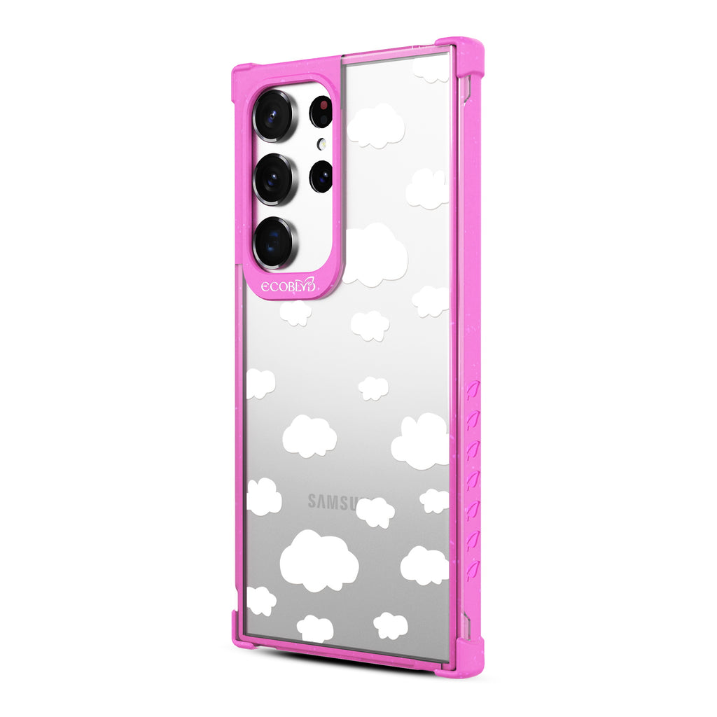 Clouds - Right-side View Of Pink & Clear Eco-Friendly Galaxy S23 Ultra Case
