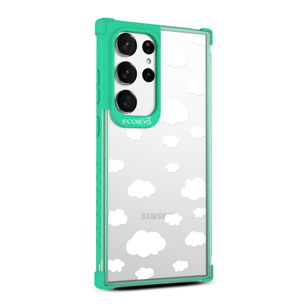 Clouds - Left-side View Of Green & Clear Eco-Friendly Galaxy S23 Ultra Case