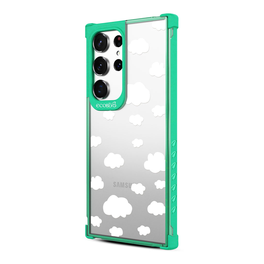 Clouds - Right-side View Of Green & Clear Eco-Friendly Galaxy S23 Ultra Case