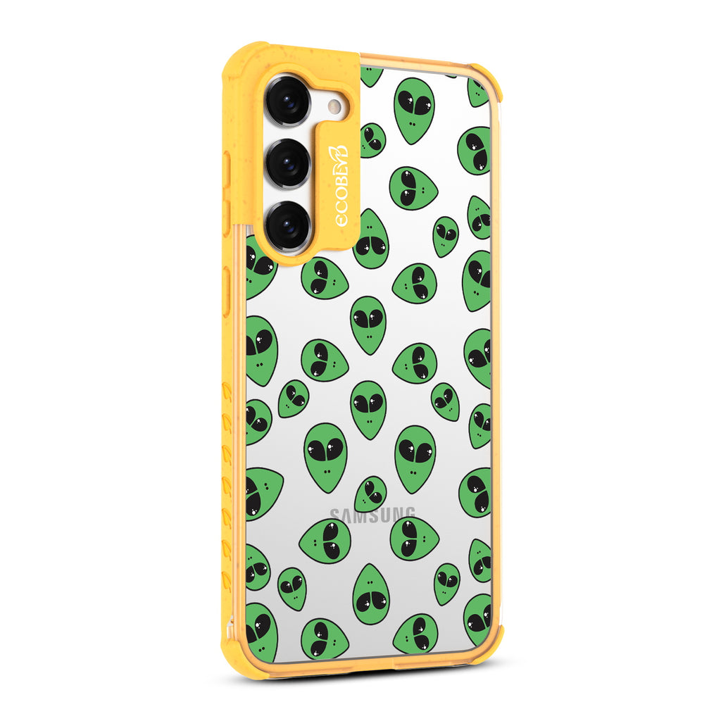 Aliens  - Left-side View Of Yellow & Clear Eco-Friendly Galaxy S23 Case