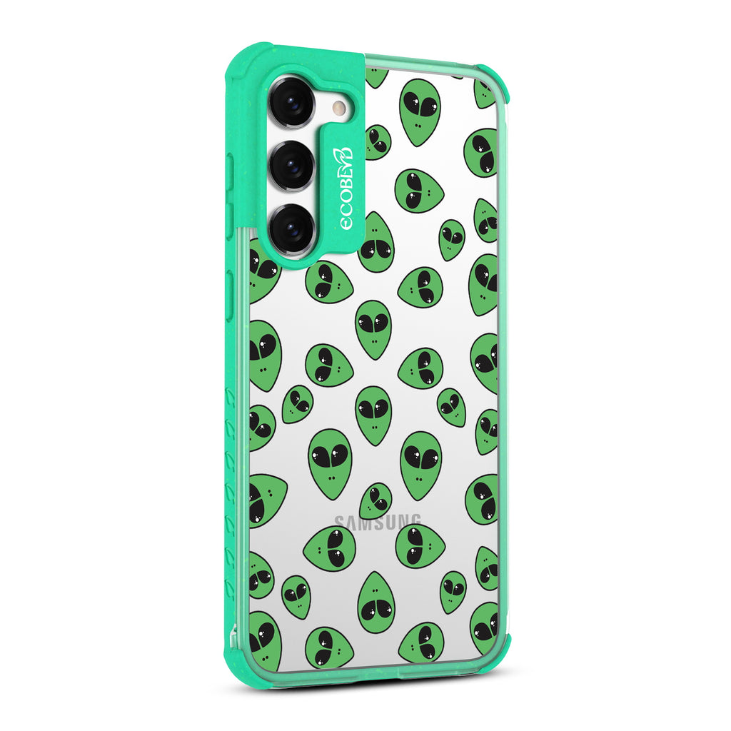 Aliens  - Left-side View Of Green & Clear Eco-Friendly Galaxy S23 Case