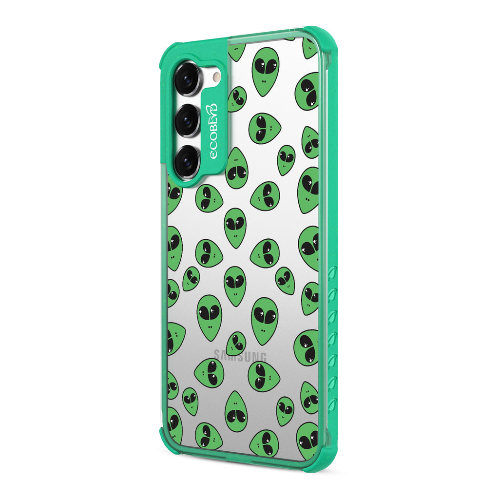 Aliens - Right-side View Of Green & Clear Eco-Friendly Galaxy S23 Case