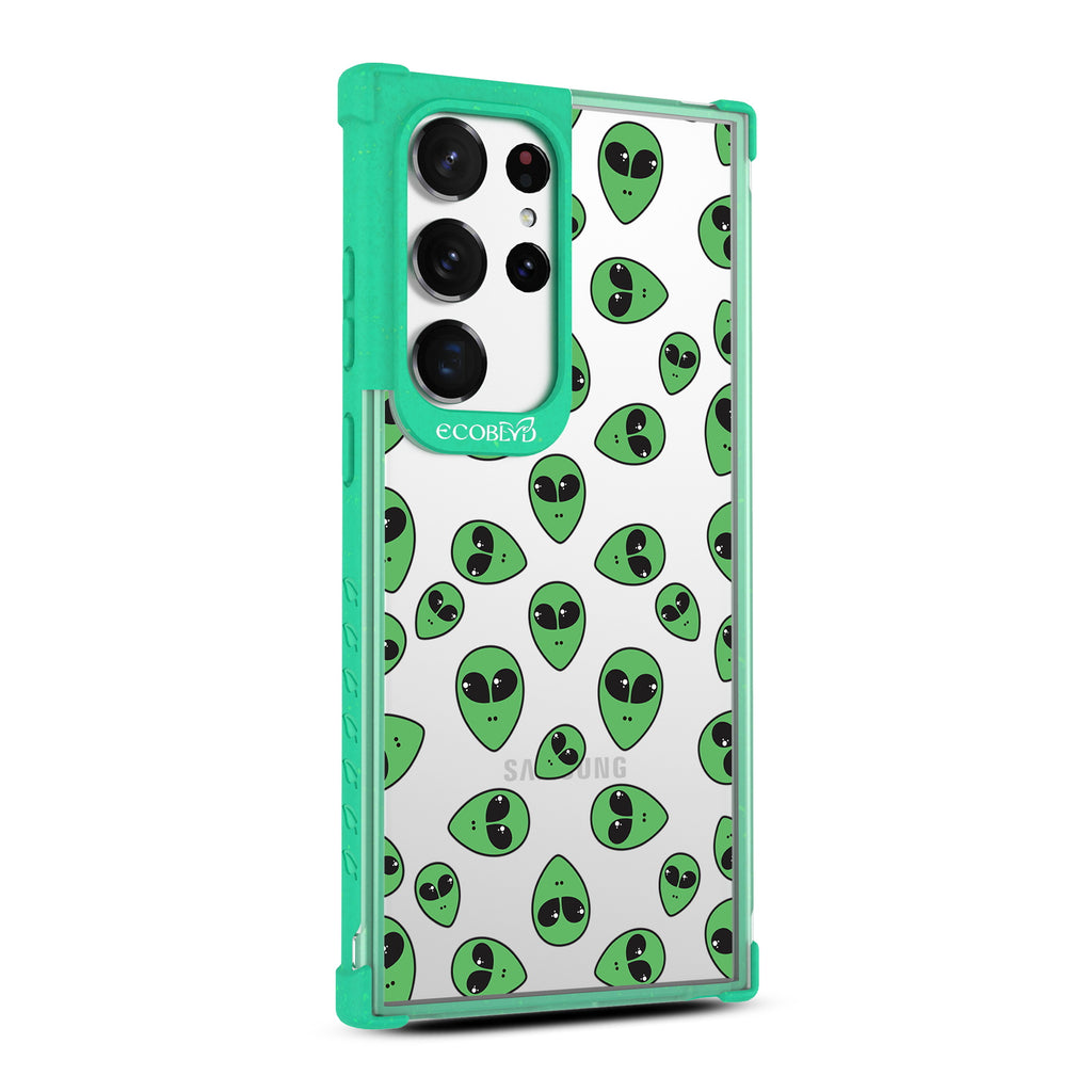 Aliens  - Left-side View Of Green & Clear Eco-Friendly Galaxy S23 Ultra Case