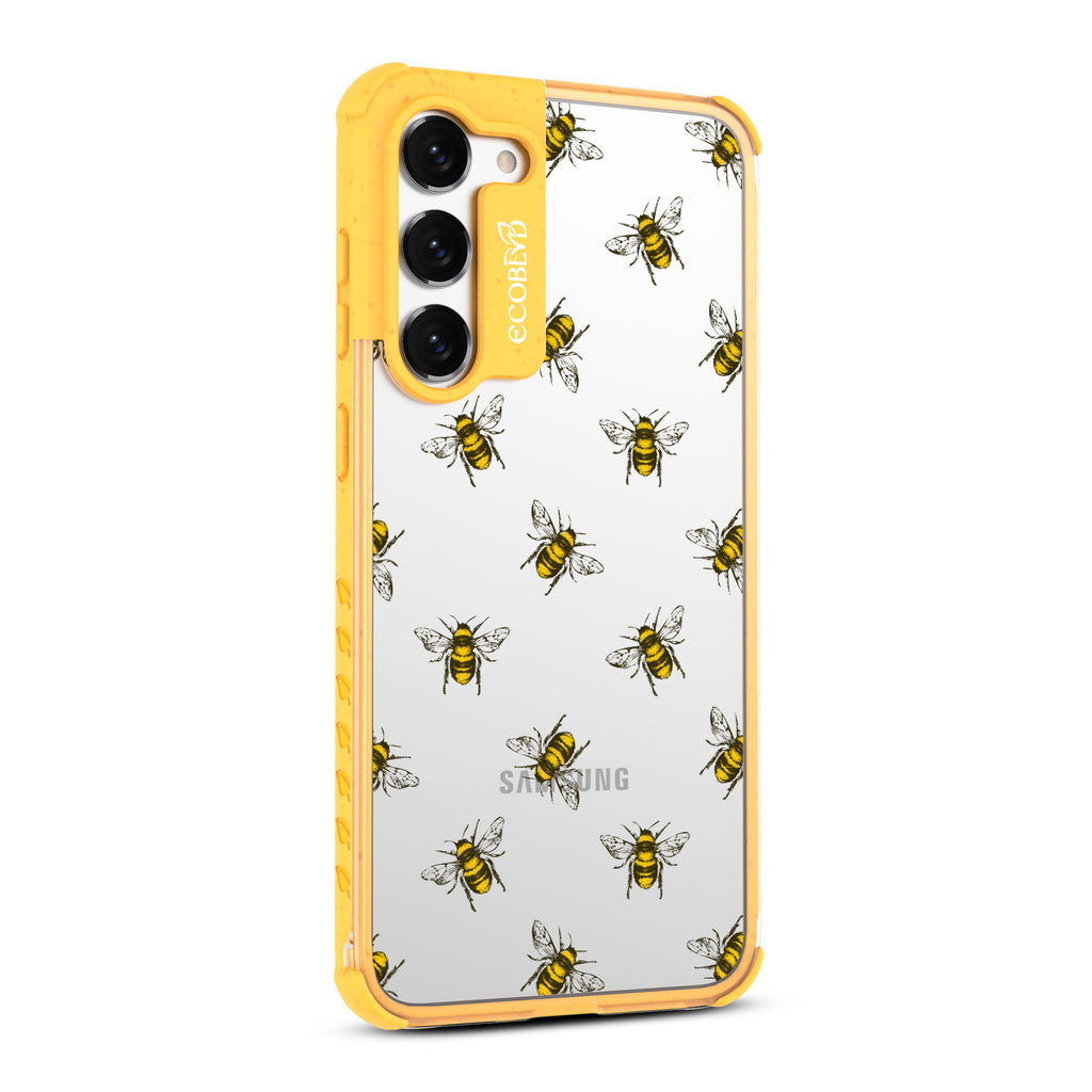 Bees - Left-side View Of Yellow & Clear Eco-Friendly Galaxy S23 Case