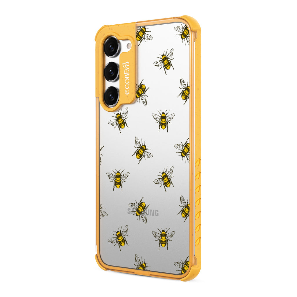 Bees - Right-side View Of Yellow & Clear Eco-Friendly Galaxy S23 Case