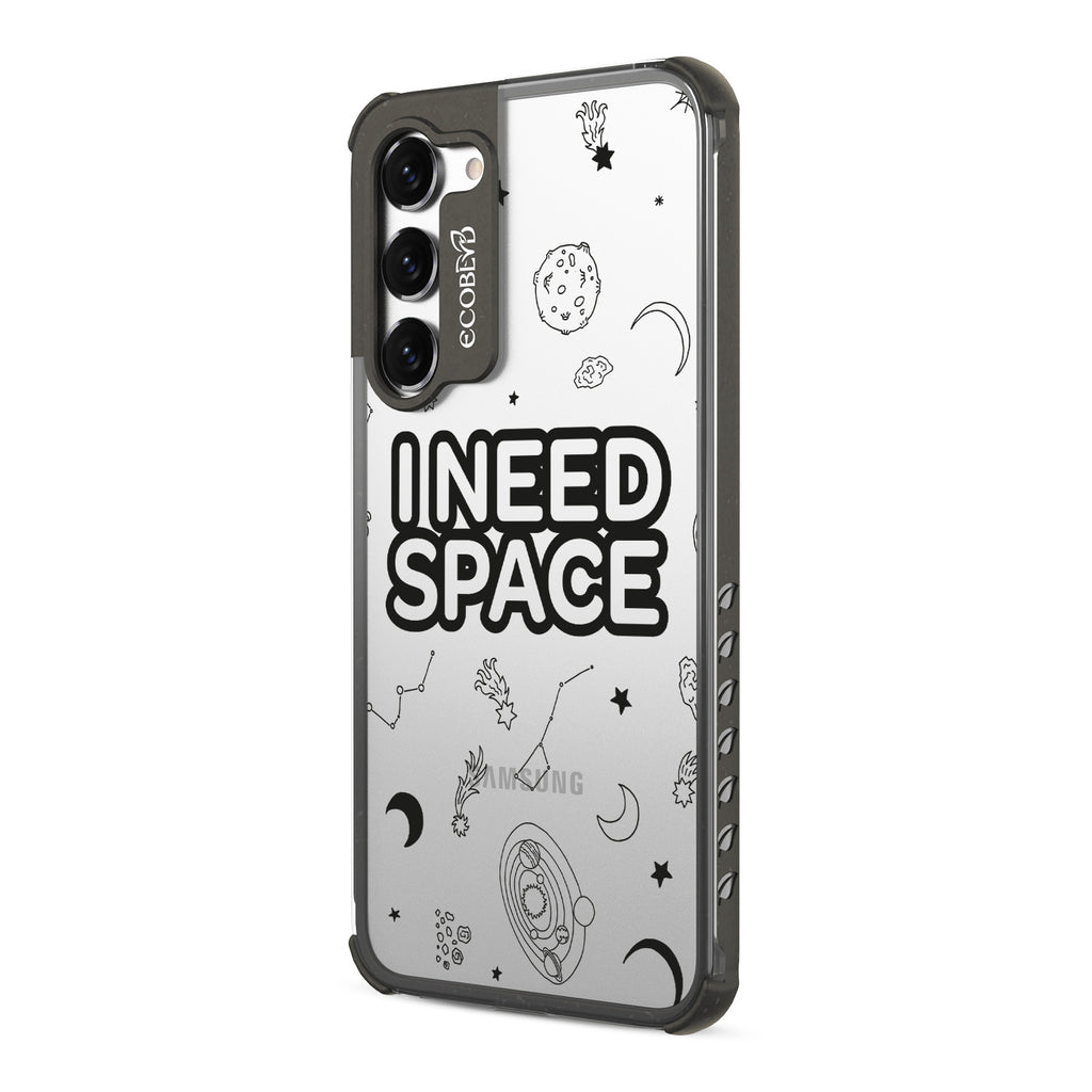I Need Space - Right-side View Of Black & Clear Eco-Friendly Galaxy S23 Case