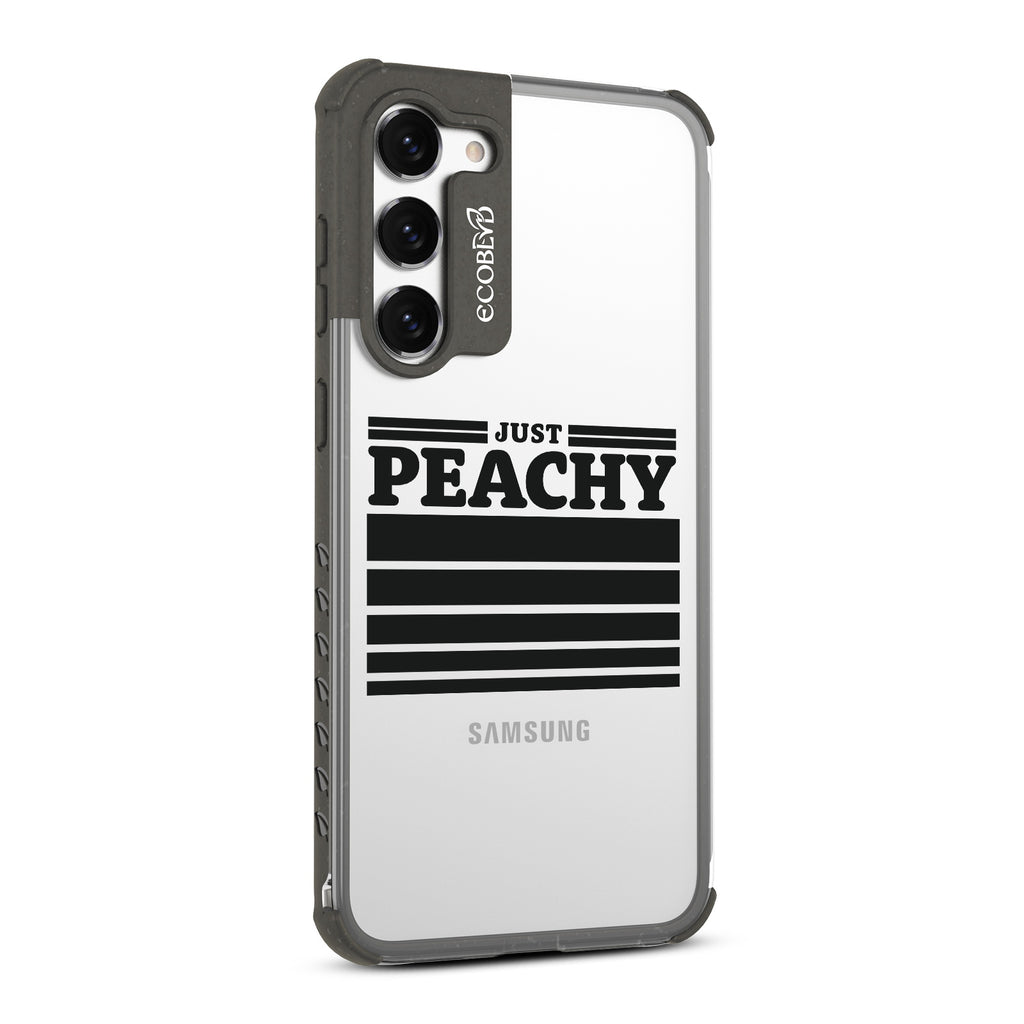 Just Peachy - Left-side View Of Black & Clear Eco-Friendly Galaxy S23 Plus Case