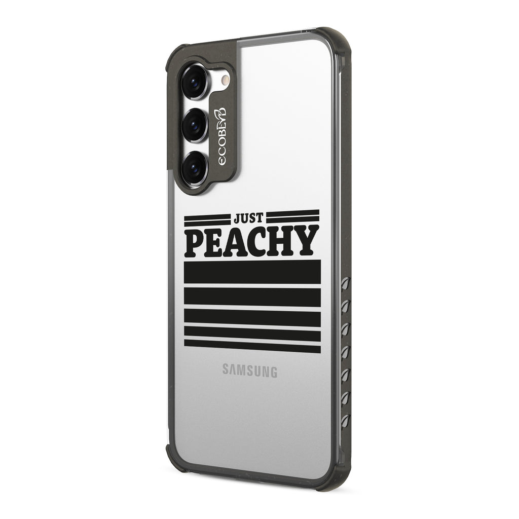 Just Peachy - Right-side View Of Black & Clear Eco-Friendly Galaxy S23 Case