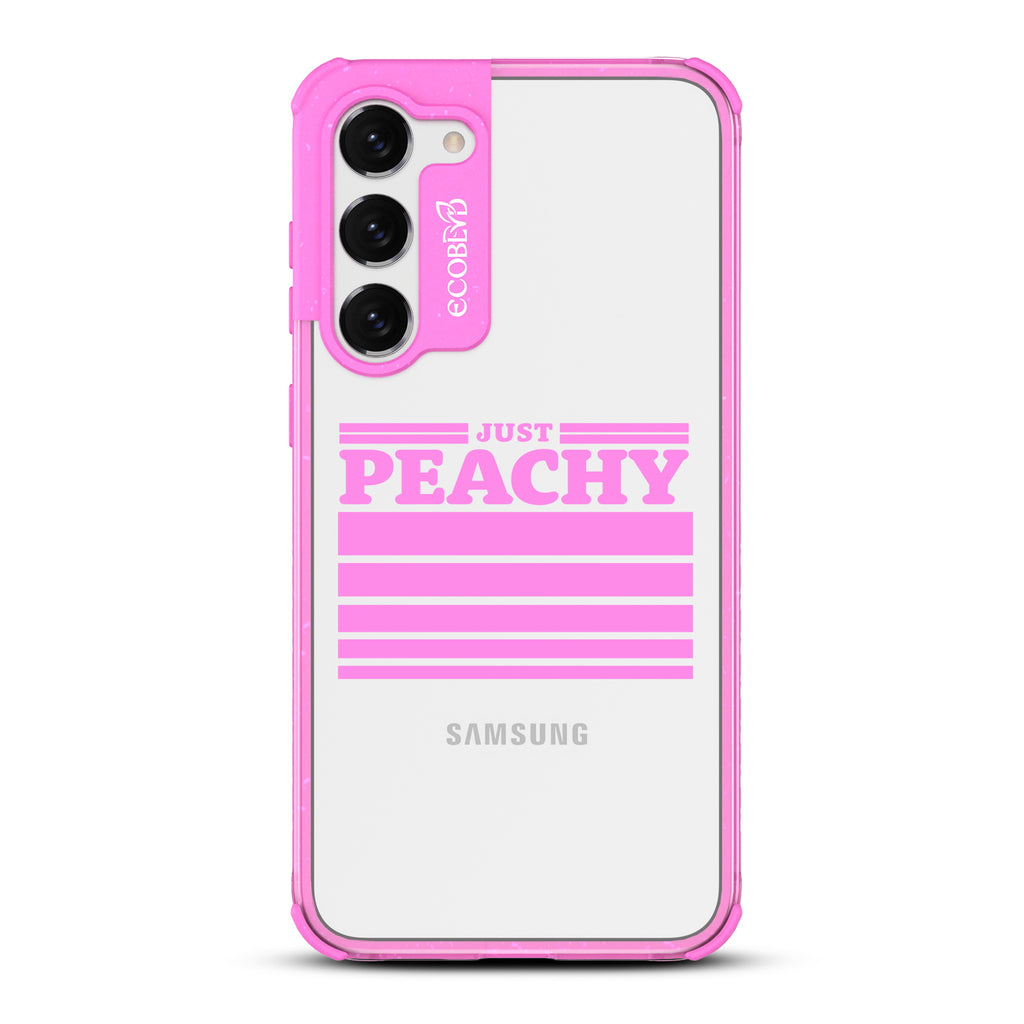  Just Peachy - Pink Eco-Friendly Galaxy S23 Plus Case With Just Peachy & Gradient Stripes On A Clear Back