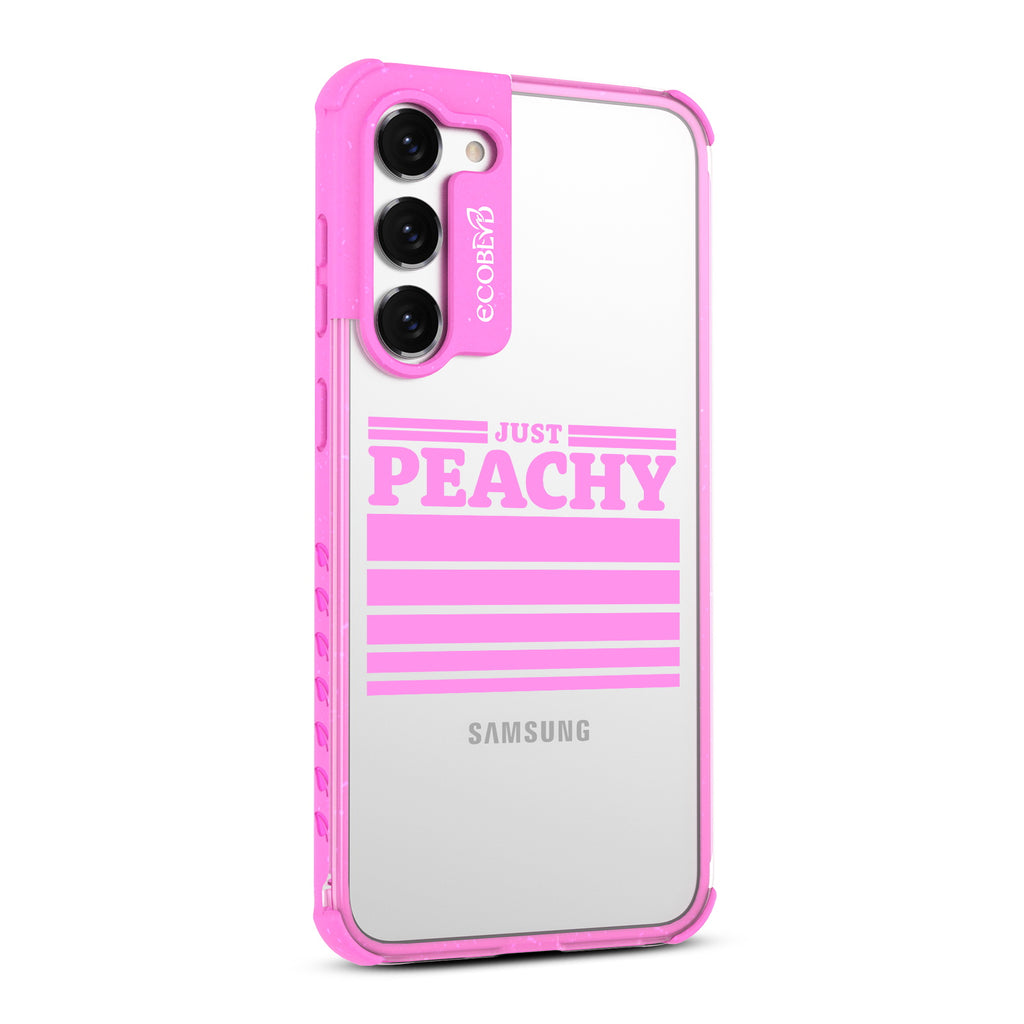 Just Peachy - Left-side View Of Pink & Clear Eco-Friendly Galaxy S23 Plus Case