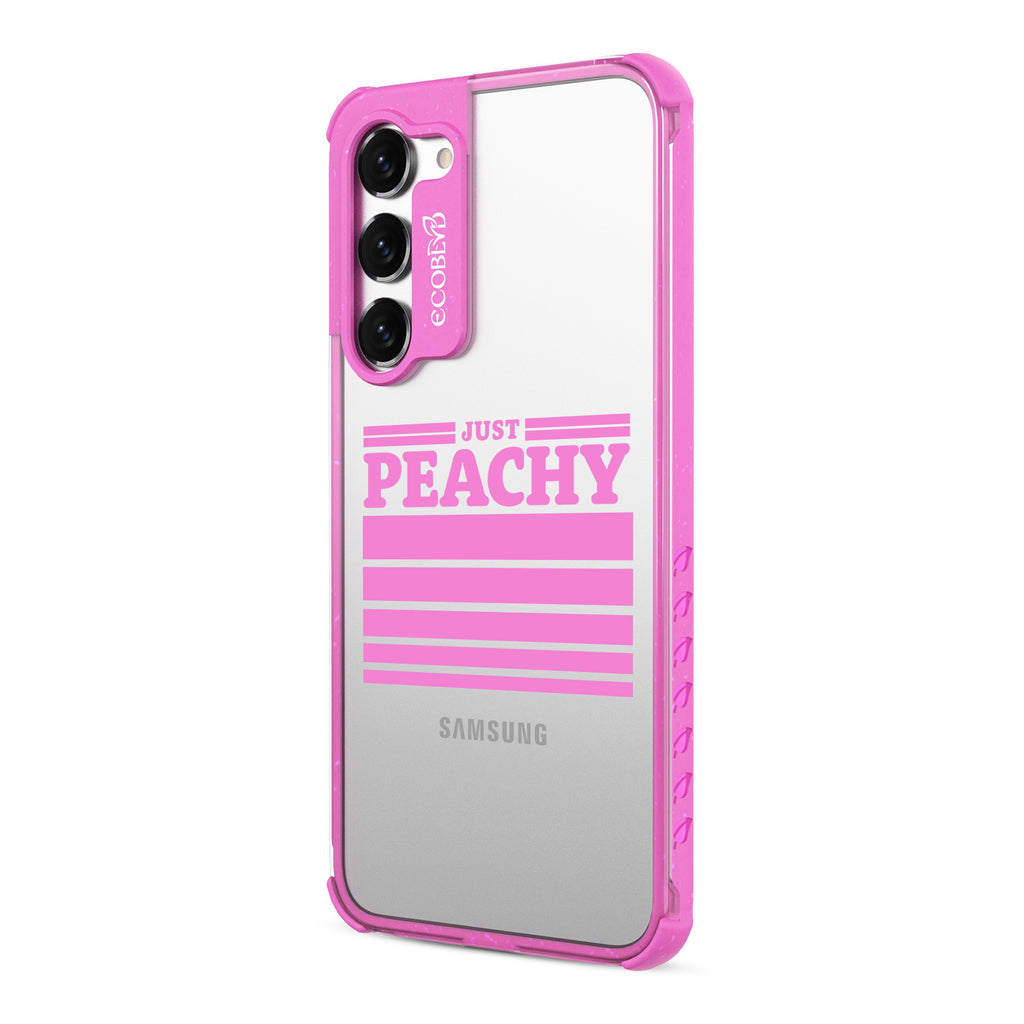 Just Peachy - Right-side View Of Pink & Clear Eco-Friendly Galaxy S23 Case