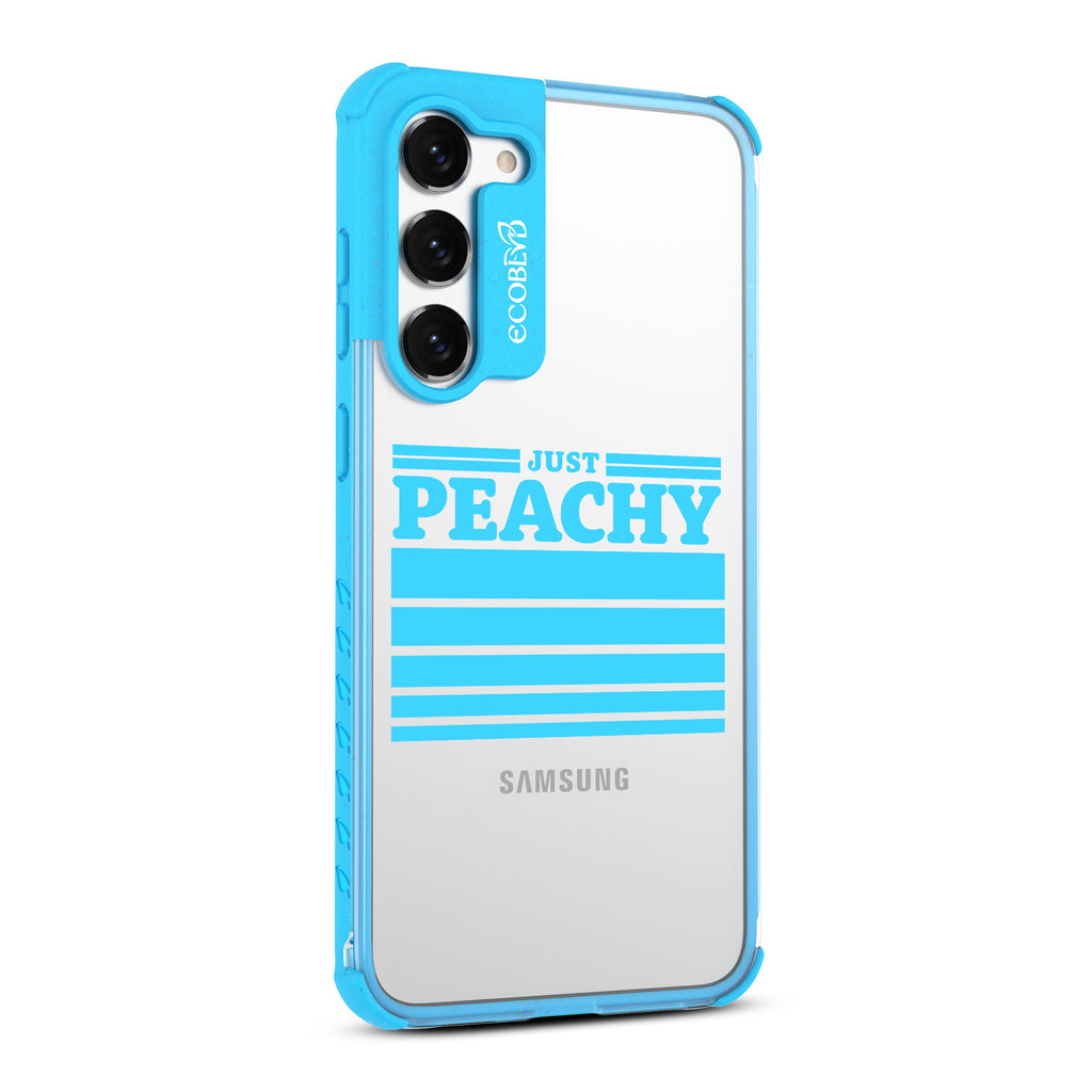 Just Peachy - Left-side View Of Blue & Clear Eco-Friendly Galaxy S23 Case