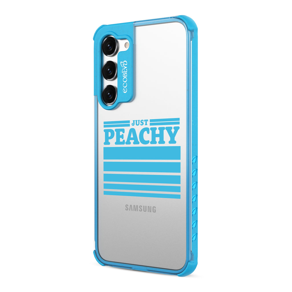 Just Peachy - Right-side View Of Blue & Clear Eco-Friendly Galaxy S23 Case