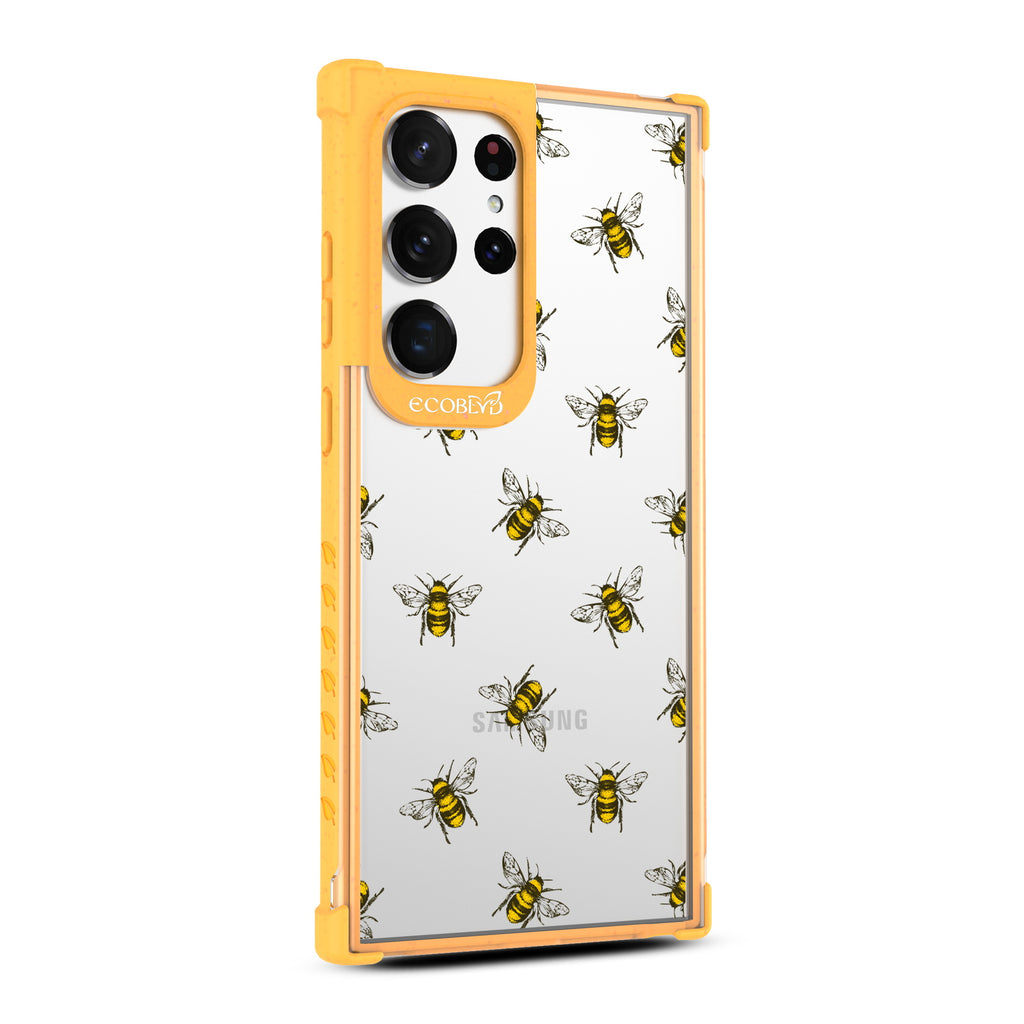 Bees - Left-side View Of Yellow & Clear Eco-Friendly Galaxy S23 Ultra Case