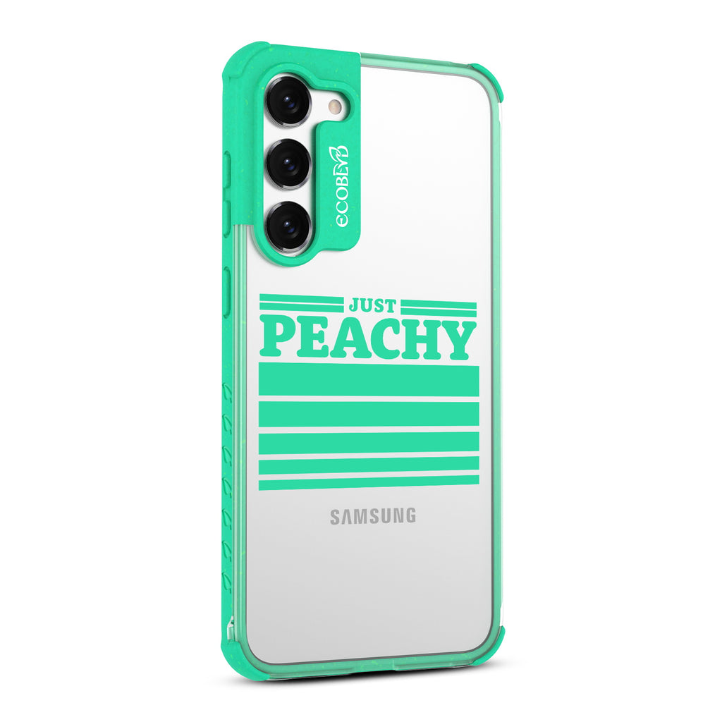 Just Peachy - Left-side View Of Green & Clear Eco-Friendly Galaxy S23 Case