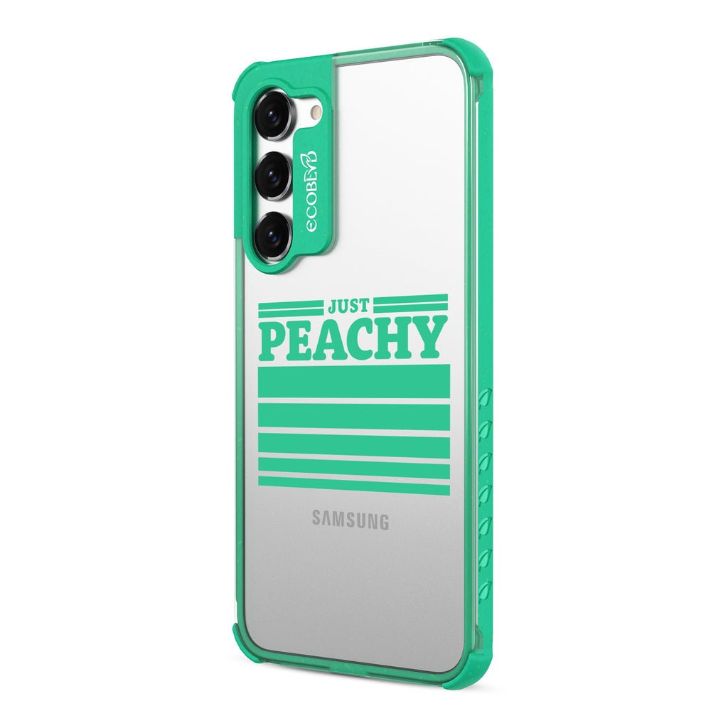 Just Peachy - Right-side View Of Green & Clear Eco-Friendly Galaxy S23 Case